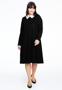 Dress contrast collar INTERLOCK - black - #2