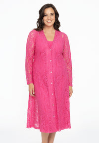 Dress long buttoned LACE - pink - #1