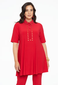 Tunic polo wide bottom studs DOLCE - red - #1