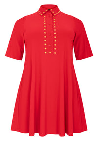 Tunic polo wide bottom studs DOLCE - red - #4