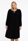Robe a-ligne avec noeud en strass dolce - Noir