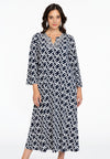 Robe avec col v collier - bleu