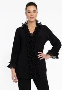 Blouse A-line plisse ruffles DOLCE - black - #1