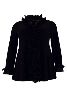 Blouse A-line plisse ruffles DOLCE - black  - #4