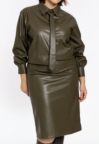 Pencil skirt FAUX LEATHER - light green - #1