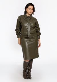 Pencil skirt FAUX LEATHER - light green - #2