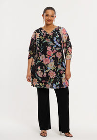 Tunique à encolure cascade ORIENTAL FLOWERTunic waterfall ORIENTAL FLOWER - black - #2