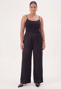 Trousers straight SATIN - black - #3