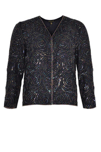 Jacket v-neck circle beaded - blue - #4