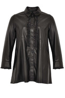 Blouse ruffled leather - black - #4