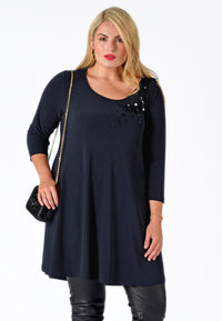 Tunic wide bottom beads DOLCE - blue - #1