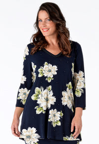 Tunic flare pearls CAMELLIA - blue - #1