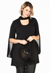 Shirt wide plissé sleeve DOLCE - black - #1