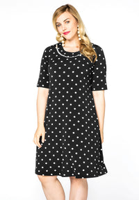 Dress pearl neck DOTS - black - #1