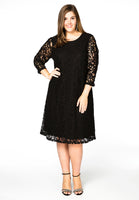 Dress puckered sleeves LACE - black - #2