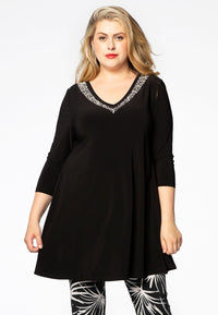 Tunic wide bottom beaded DOLCE - black - #1