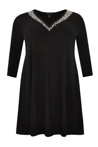 Tunic wide bottom beaded DOLCE - black - #4