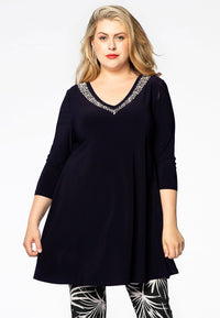 Tunic wide bottom beaded DOLCE - blue - #1