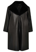 Coat fur collar LEATHER - black  - #4