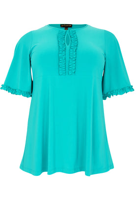 Tunic flare frilled sleeves DOLCE - turquoise - #4