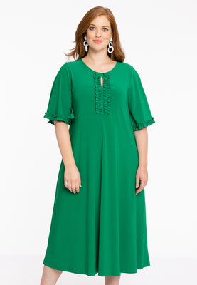 Dress frilled sleeves DOLCE - green  - #1