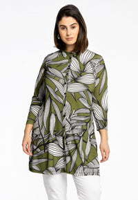 Blouse BATIK LEAVES - green - #1