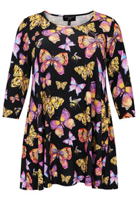 Tunic wide bottom BUTTERFLY - black - #4