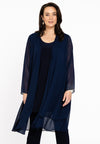 Cardigan long double devant voile - bleu