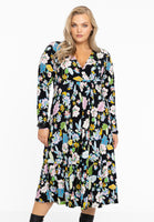 Jurk met V-hals FLOWERPOWER - black  - #1