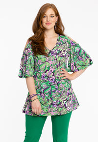 Tunic flare cold shoulder TIFFANY - green - #1