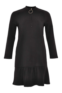 Dress-sweater ruffled - black - #4