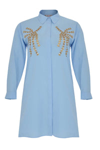 Blouse long paillet UNI - blue - #1