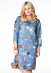 Dress denim printed SCUBA - blue