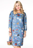 Dress denim printed SCUBA - blue - #1