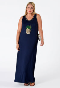 Dress-singlet long pineapple - blue - #1