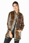 Jacket baseball leopard - marron