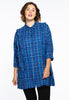 Blouse side ruffles check - blue