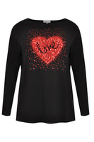 Shirt wide glitter love - black - #4