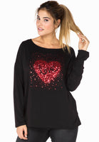 Shirt wide glitter love - black - #1