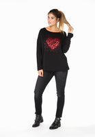 Shirt wide glitter love - black - #2