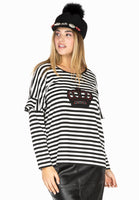 Shirt wide crown STRIPED - black  - #1