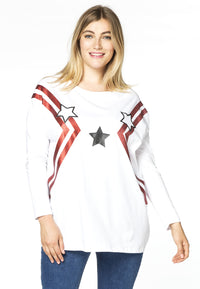 Shirt wide long sleeve STARS - white - #1