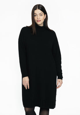 Dress high neck knitted - black  - #1