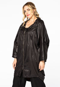 Coat wide hooded - black - #1