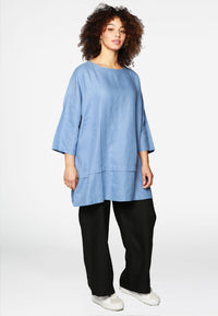 Blouse-tunic layered LINEN - indigo - #2