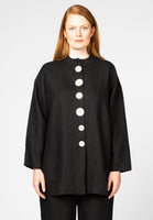 Jacket buttoned LINEN - black  - #1