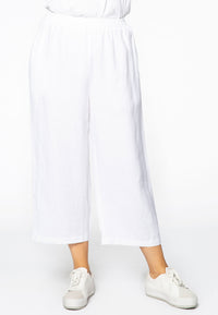 Trousers wide-fit 7/8 LINEN - white - #2