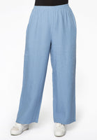 Trousers wide-fit long linen - indigo - #1