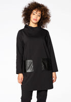 Tunic fake leather pockets - black - #1