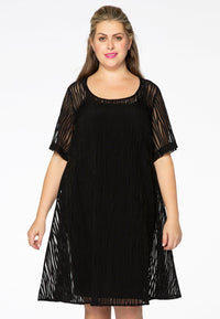 Dress viscose stripe - black - #1